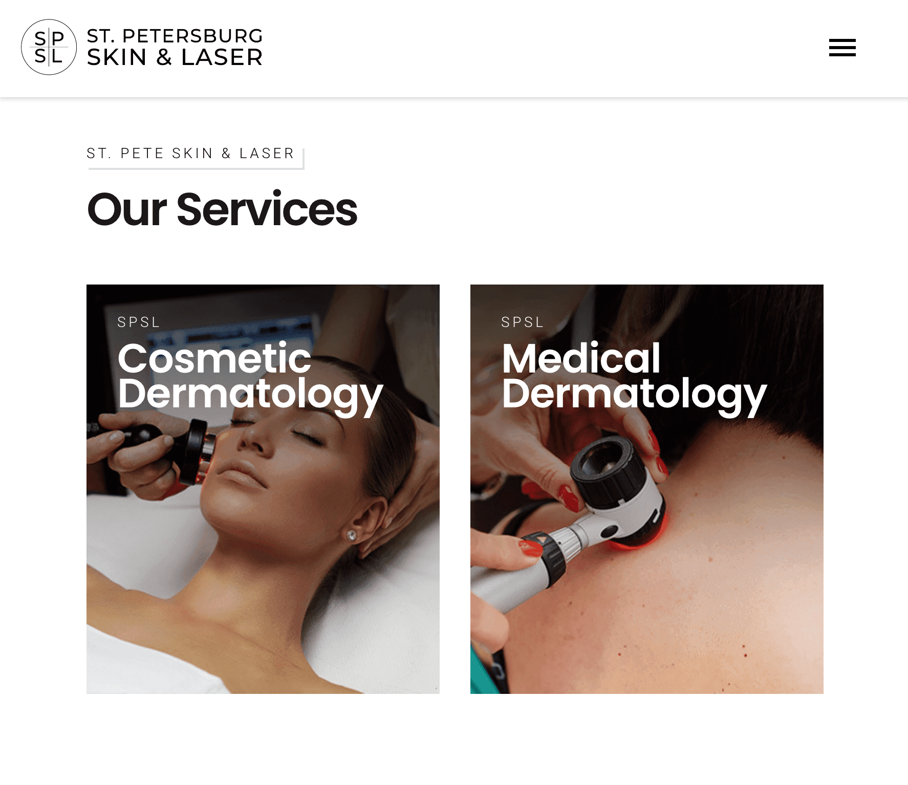 St. Petersburg Skin & Laser Website - Tablet Version